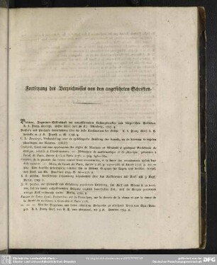 Fortsetzung des Verzeichnisses von den angeführten Schriften