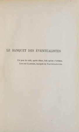 Le banquet des éventualistes