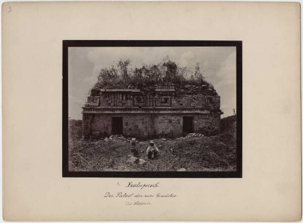 "The palace of the two chambers. South façade." (With expedition member)