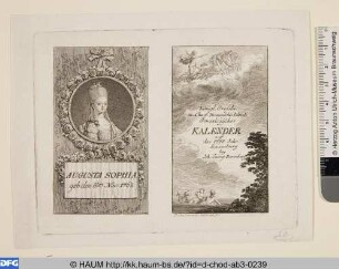 Titel und Portrait zum Launenburger Kalender für 1778.