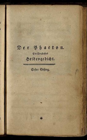 Der Phaeton. Ein scherzhaftes Heldengedicht.