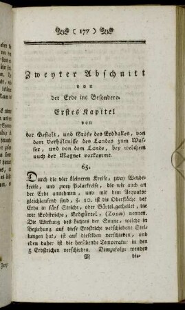 Zweyter Abschnitt von der Erde ins Besondere.