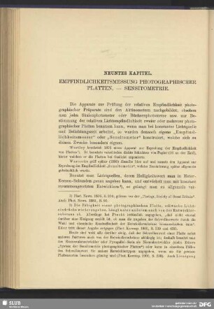 Neuntes Kapitel, Empfindlichkeitsmessung photographischer Platten, Sensitometrie