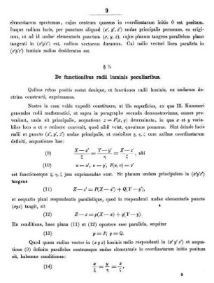 § 5. De functionibus radii luminis peculiaribus.