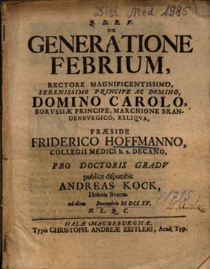 De Generatione Febrium