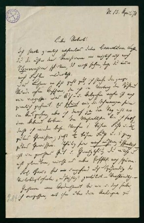 Brief vom 15. April 1878