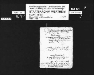 Kloster Bronnbacher Wiesenverleihungen, erneuert um 1640