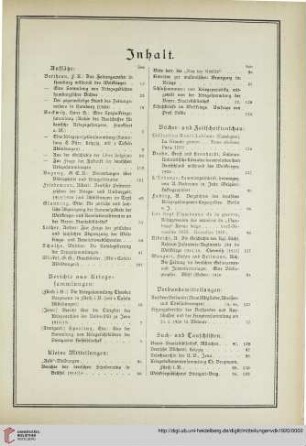 Inhalt Mitteilungen Jahrgang 1920