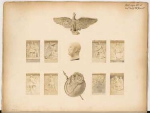 Gefallenendenkmal, Erfurt Monatskonkurrenz Juli 1874: Variante I: 11kleine Einzelfotos, z. T. ausgeschnitten