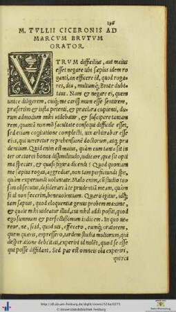 Marci Tullii Ciceronis Ad Marcum Brutum Orator