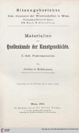 Heft 2: Materialien zur Quellenkunde der Kunstgeschichte: Frührenaissance