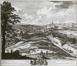 Meißen, Gesamtansicht, elbabwärts gesehen, vorn Martinskapelle