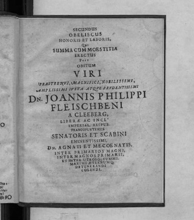 Secundus Obeliscus Honoris Et Laboris