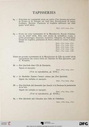Tapisseries (Nr. 84-89)