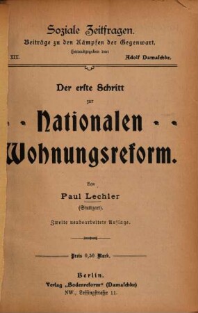 Der erste Schritt zur nationalen Wohnungsreform