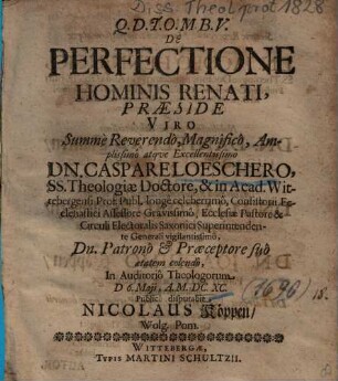De Perfectione Hominis Renati