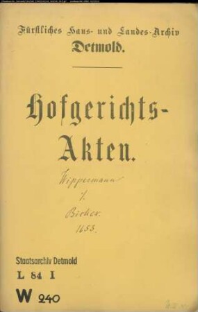 Wippermann, Jobst gegen Henrich Bicker zu Ehrsen - Schuldforderung