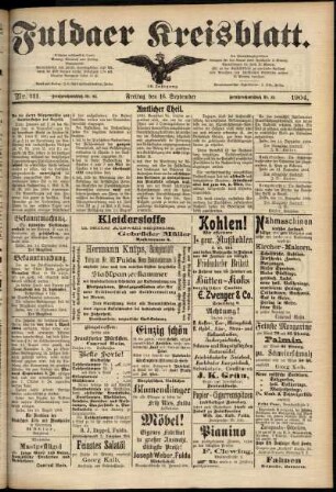 Zweite Ausgabe vom Freitag, den 16. September 1904.