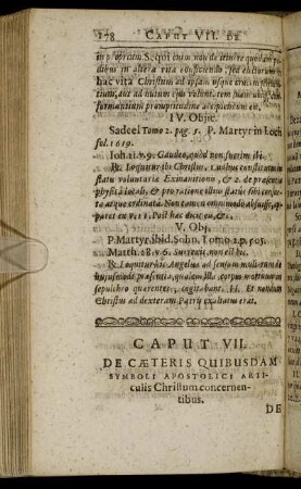 Caput VII. De Cæteris Quibusdam Symboli Apostolici Articulis Christum concernentibus.