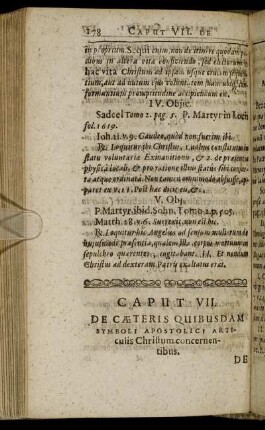 Caput VII. De Cæteris Quibusdam Symboli Apostolici Articulis Christum concernentibus.