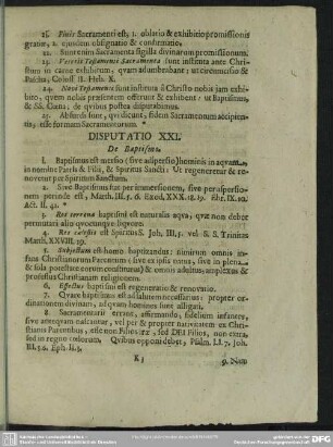 Disputatio XXI. De Baptismo