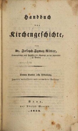 Handbuch der Kirchengeschichte. 3