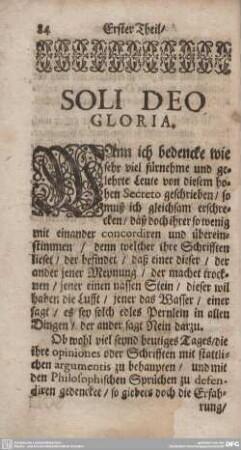 Erster Theil/ SOLI DEO GLORIA.