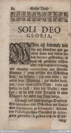 Erster Theil/ SOLI DEO GLORIA.
