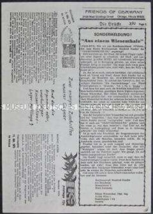 Hektografiertes Propagandaflugblatt mit Auszügen aus Zeitungsartikeln und Briefen über Roeder und die "Auschwitzlüge" und Polemik gegen Simon Wiesenthal