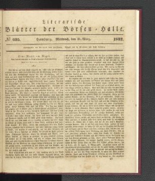 No 695. Hamburg. Mittwoch, den 21. März. 1832.