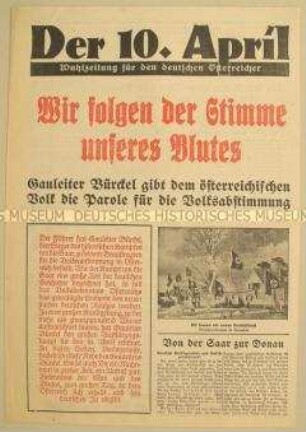 Sonderdruck der österreichischen Nationalsozialisten zur Volksabstimmung über den Anschluss Österreichs an das Deutsche Reich