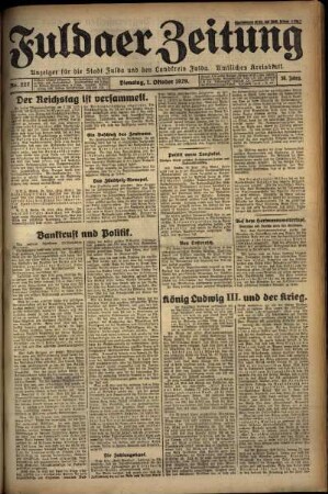 Ausgabe vom Dienstag, den 01. Oktober 1929.