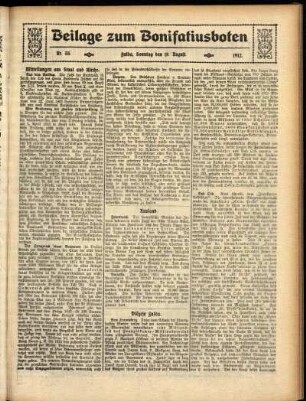 Zweite Ausgabe vom Sonntag, den 18. August 1912.