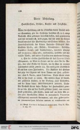 Vierte Abtheilung. Handschriften, Bücher, Kupfer- und Holzstiche