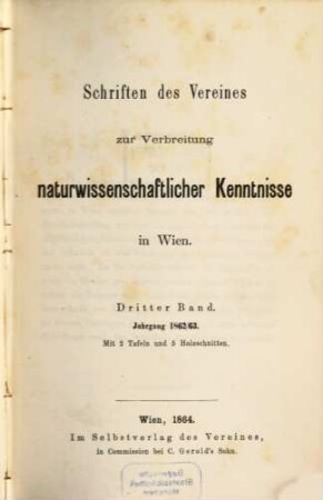 Schriften des Vereins zur Verbreitung Naturwissenschaftlicher Kenntnisse. 3. 1862/63