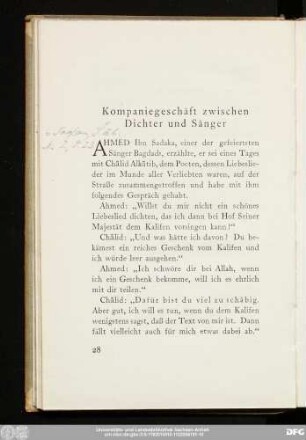 Kompaniegschäft zwischen Dichter und Sänger