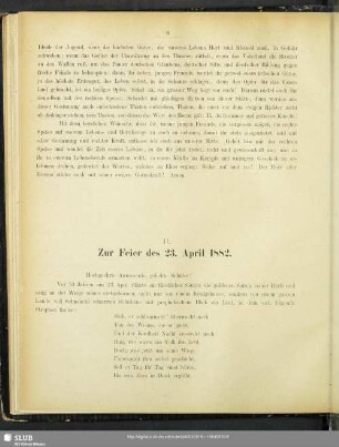 II. Zur Feier des 23. April 1882