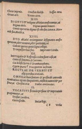 Regulae De Verbis Et aliis partibus orationis.