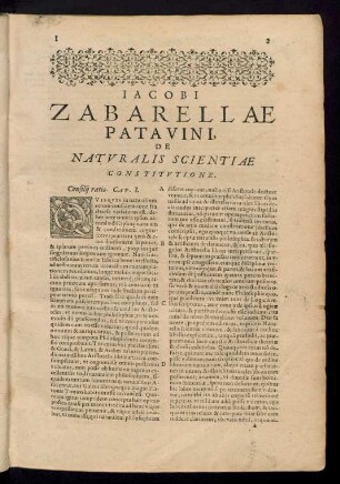 Iacobi Zabarellae Patavini, De Naturalis Scientiae Constitutione.