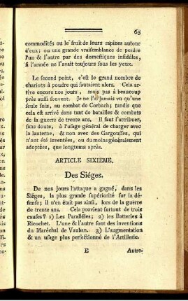 Article Sixième. Des Siéges.