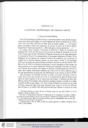 Chapitre VIII - L'activité aspostolique de Gérard Grote