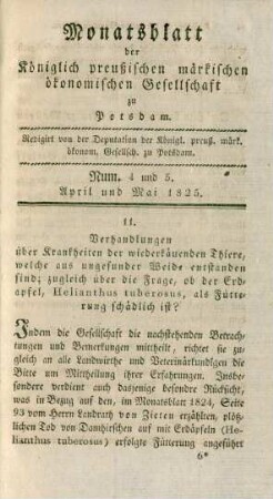 Num. 4 und 5. April und Mai 1825.
