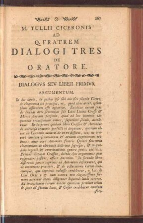 Ad Q. Fratrem Dialogi tres de Oratore