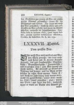 LXXXVII. Capitel. Vom weissen Bier.