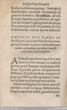 CAPITIS XII. PARS II. De illis quae a quadrupedibus denominantur, & c. & primum in genere a comunibus quorumvis animalium partibus, tum similaribus, tum compositis.