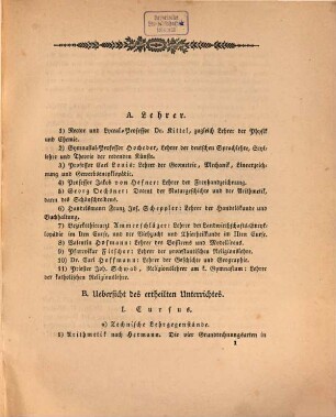 Jahres-Bericht über die K. Landwirthschafts- und Gewerbs-Schule I. Cl. zu Aschaffenburg im Untermainkreise : für das Schuljahr .., 1836/37