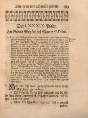 Der LXXXIX. Psalm. Ein Gebeth Moysis, deß Manns Gottes.