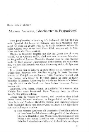 Momme Andresen, Schoolmester in Poppenbüttel