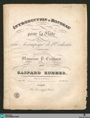 Introduction et rondeau pour la flute : avec accompagnement de l'Orchestre; oeuv. 73