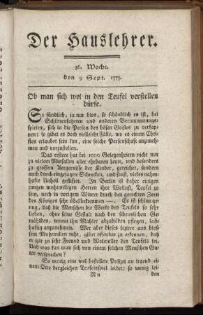 36. Woche, d. 9. Sept. 1775